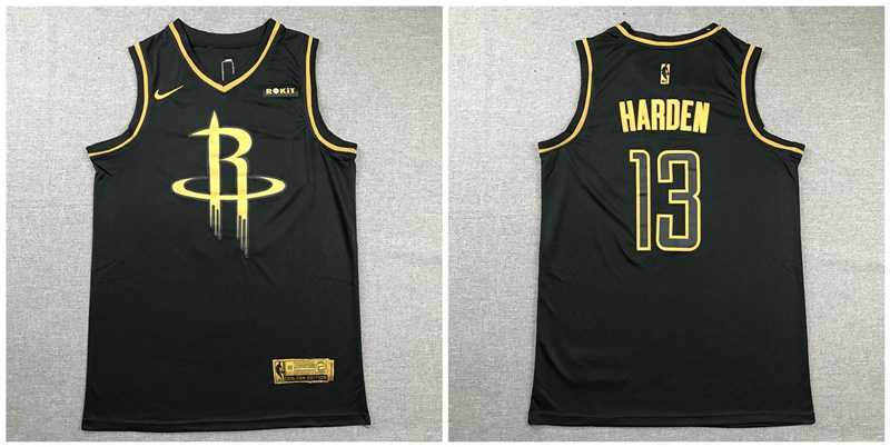 Rockets 13 James Harden Black Gold Nike Swingman Jersey,We sell and wholesale Rockets 13 James Harden Black Gold Nike Swingman Jersey on line form chian!